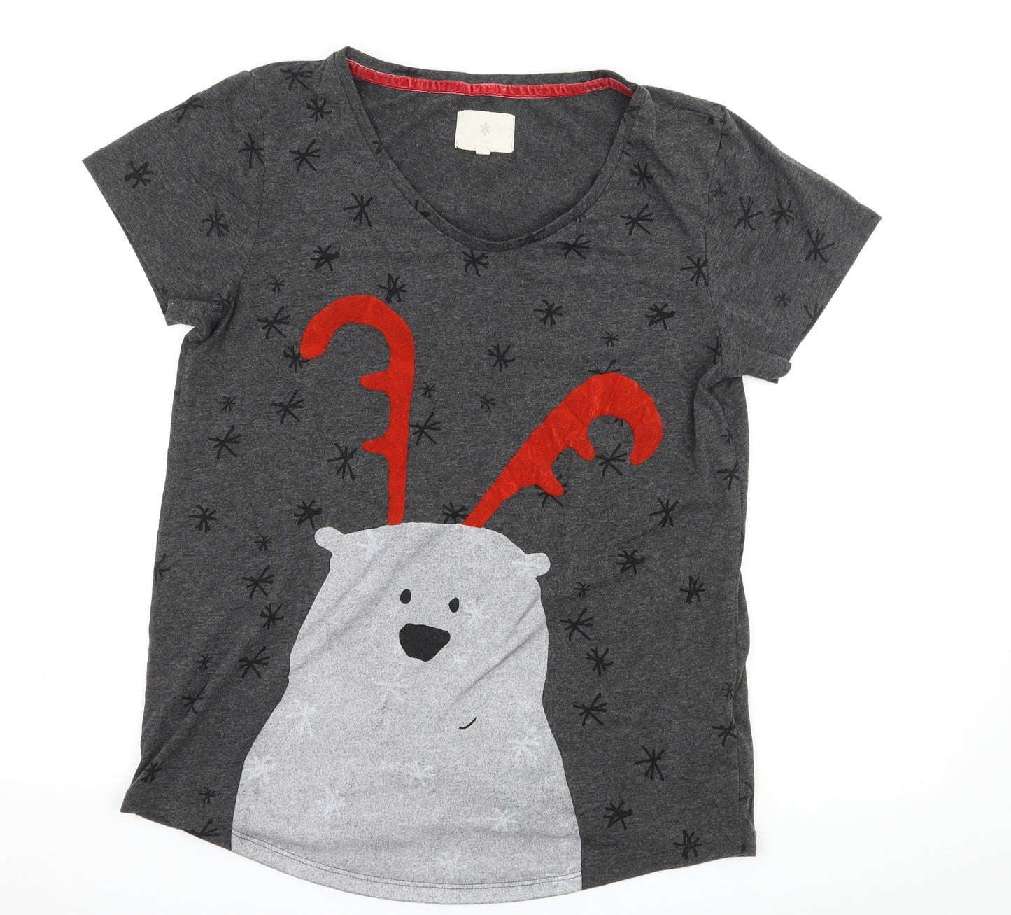 NEXT Womens Grey Solid Jersey Top Pyjama Top Size S  - Christmas Polar Bear