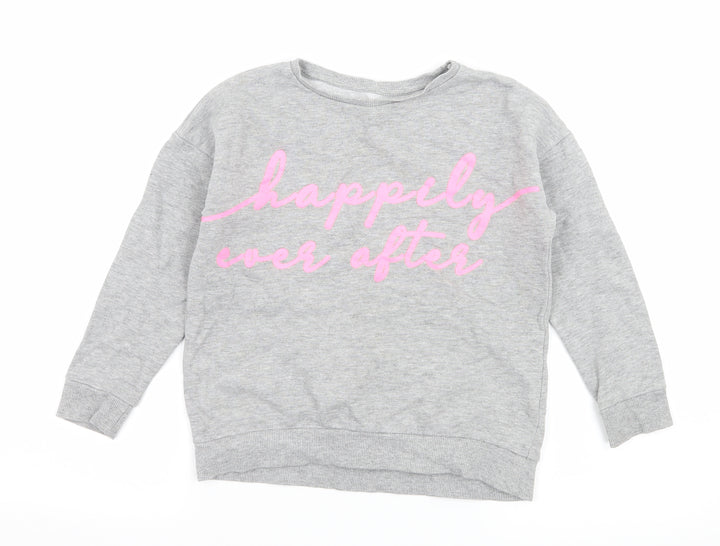 Blue Zoo Girls Grey Jersey Pullover Sweatshirt Size 7-8 Years - Happily Ever After