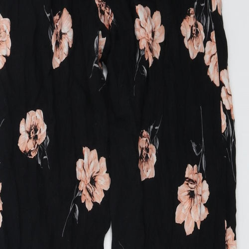 F&F  Womens Black Floral  Trousers  Size 8 L24 in