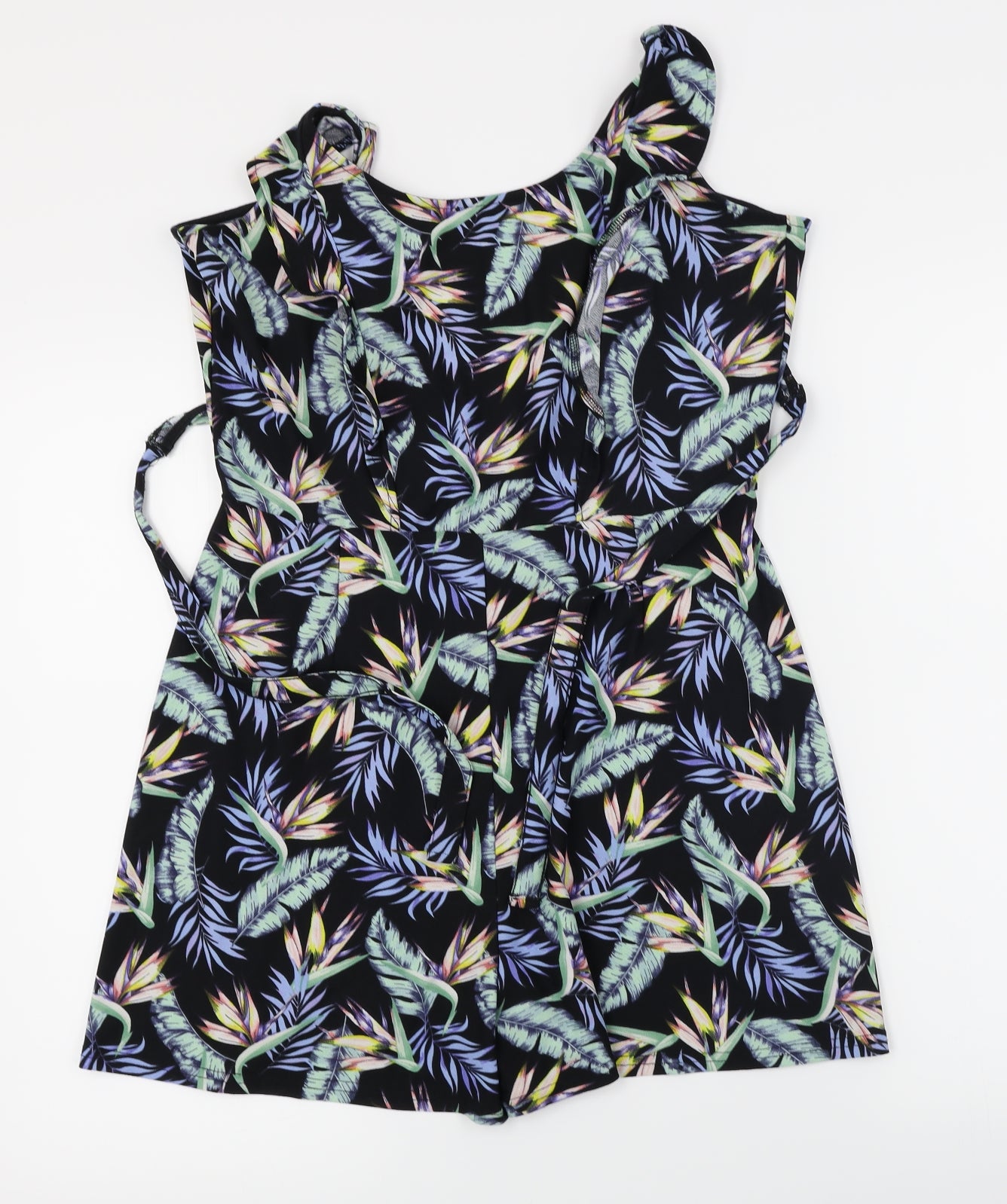 H&M  Womens Black Floral  Jumpsuit One-Piece Size 16