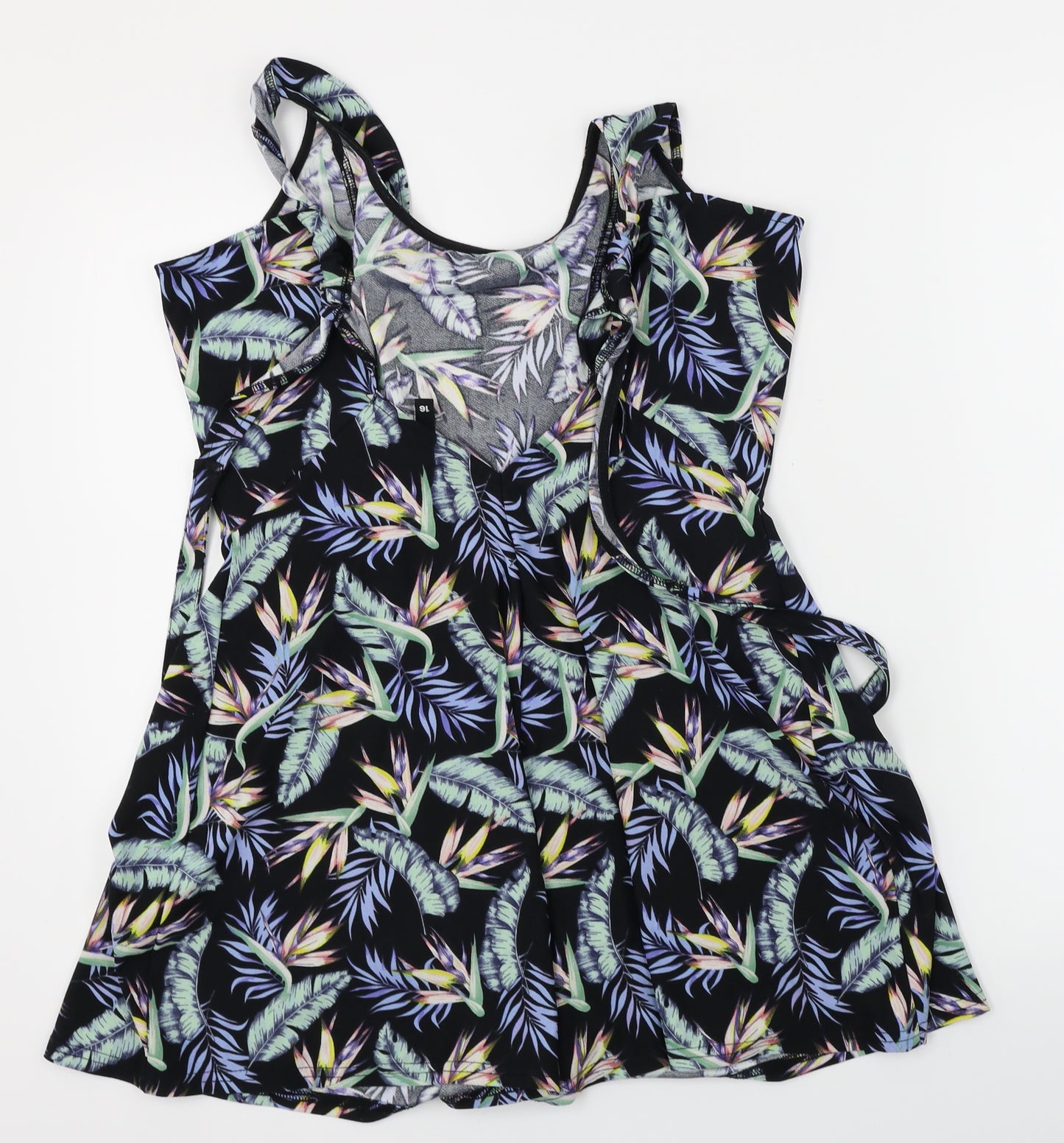 H&M  Womens Black Floral  Jumpsuit One-Piece Size 16