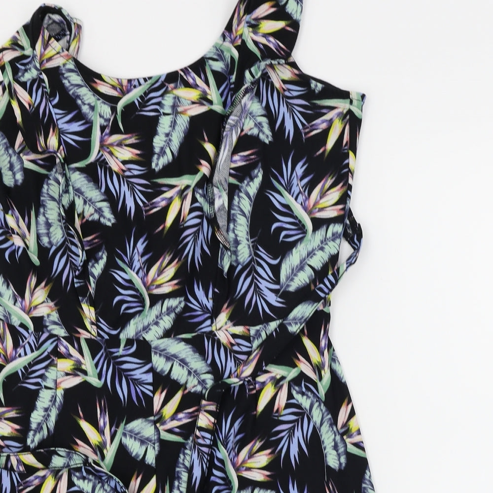 H&M  Womens Black Floral  Jumpsuit One-Piece Size 16