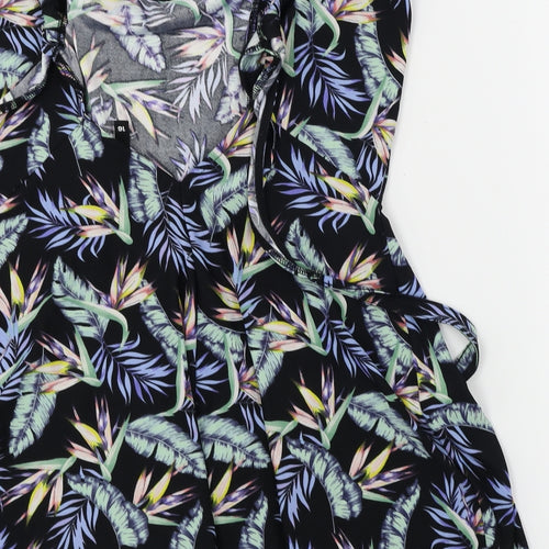 H&M  Womens Black Floral  Jumpsuit One-Piece Size 16