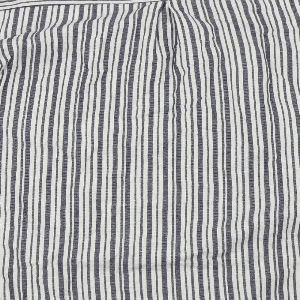 COSSET  Womens White Striped  Basic Button-Up Size XL