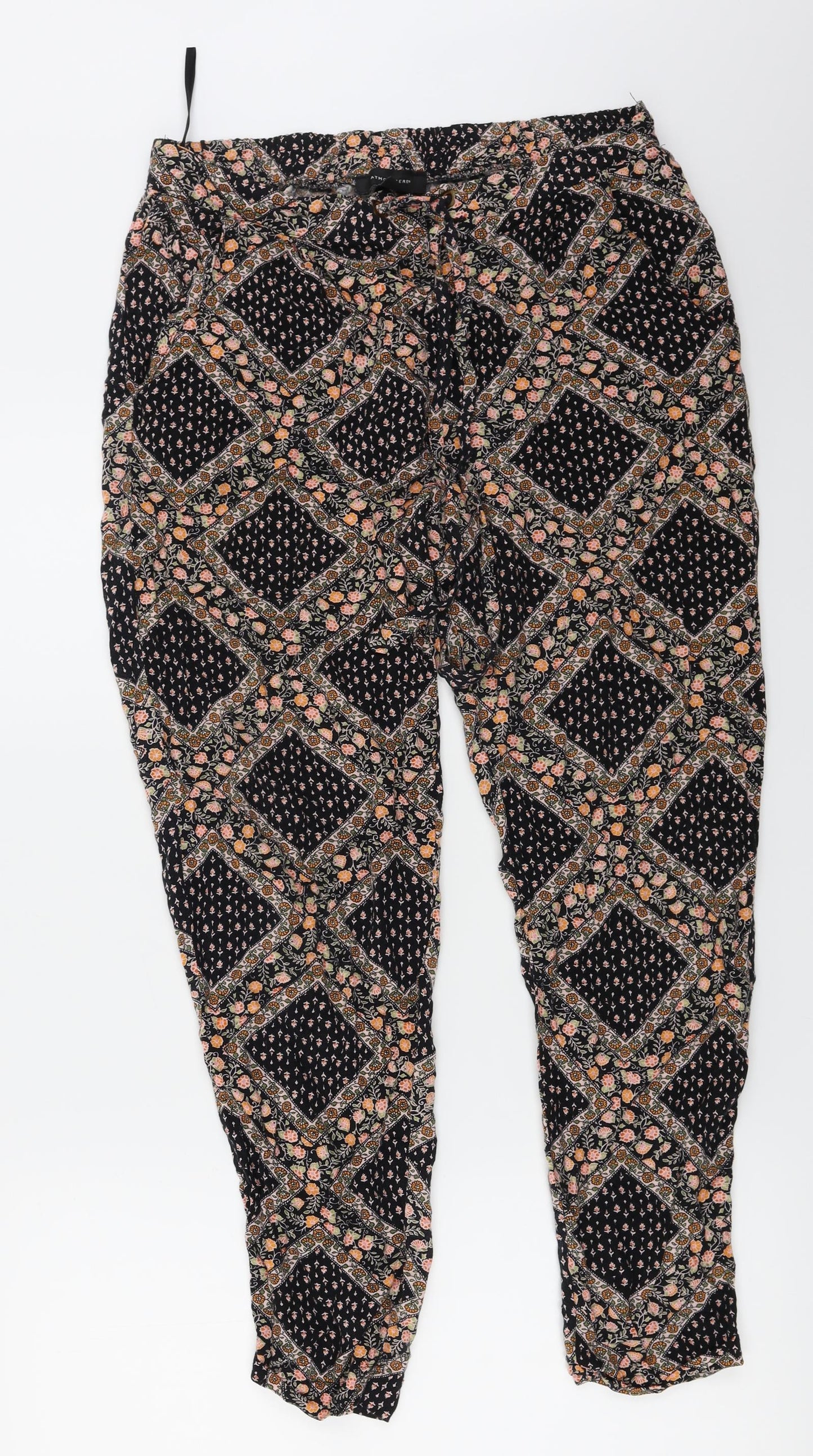 Atmosphere  Womens Black Floral  Trousers  Size 12