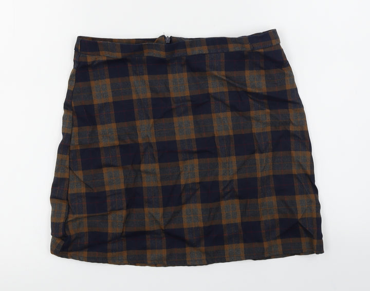 Primark Womens Blue Check A-Line Skirt Size 10