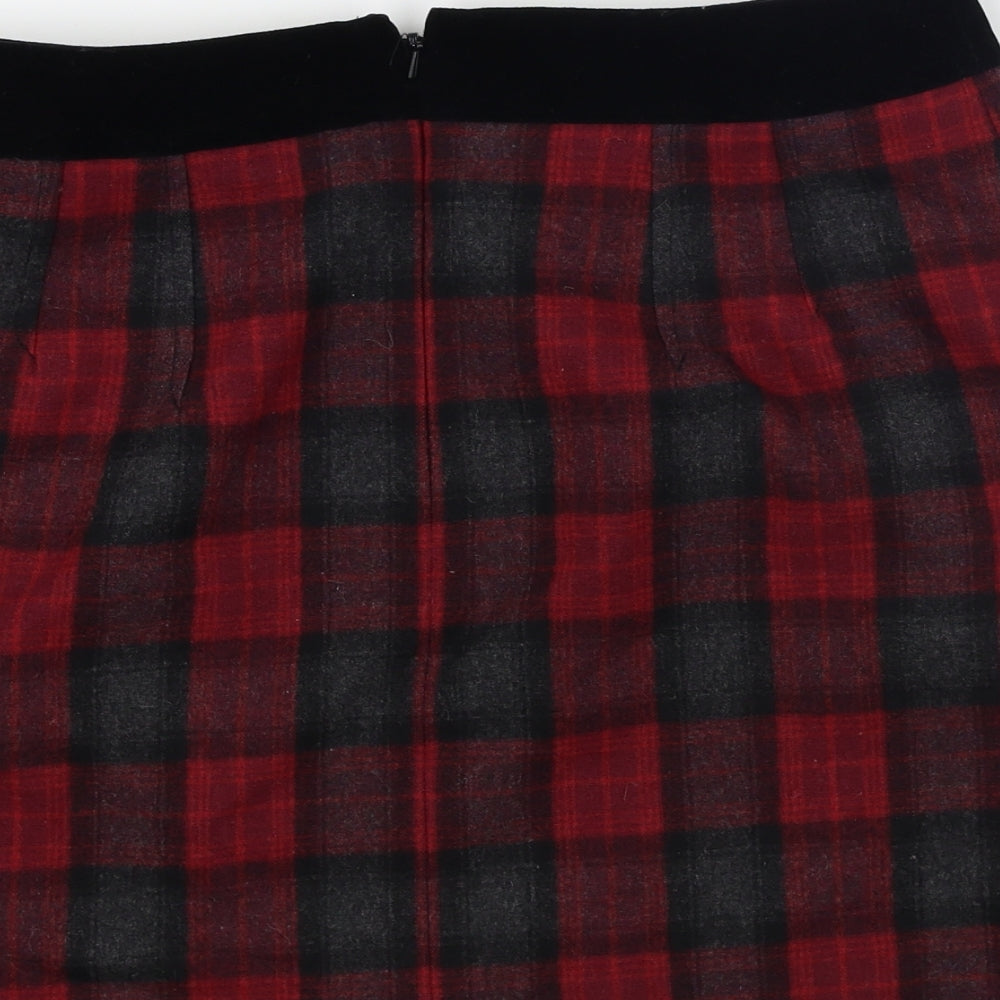 Jack Wills  Womens Red Check  A-Line Skirt Size 10