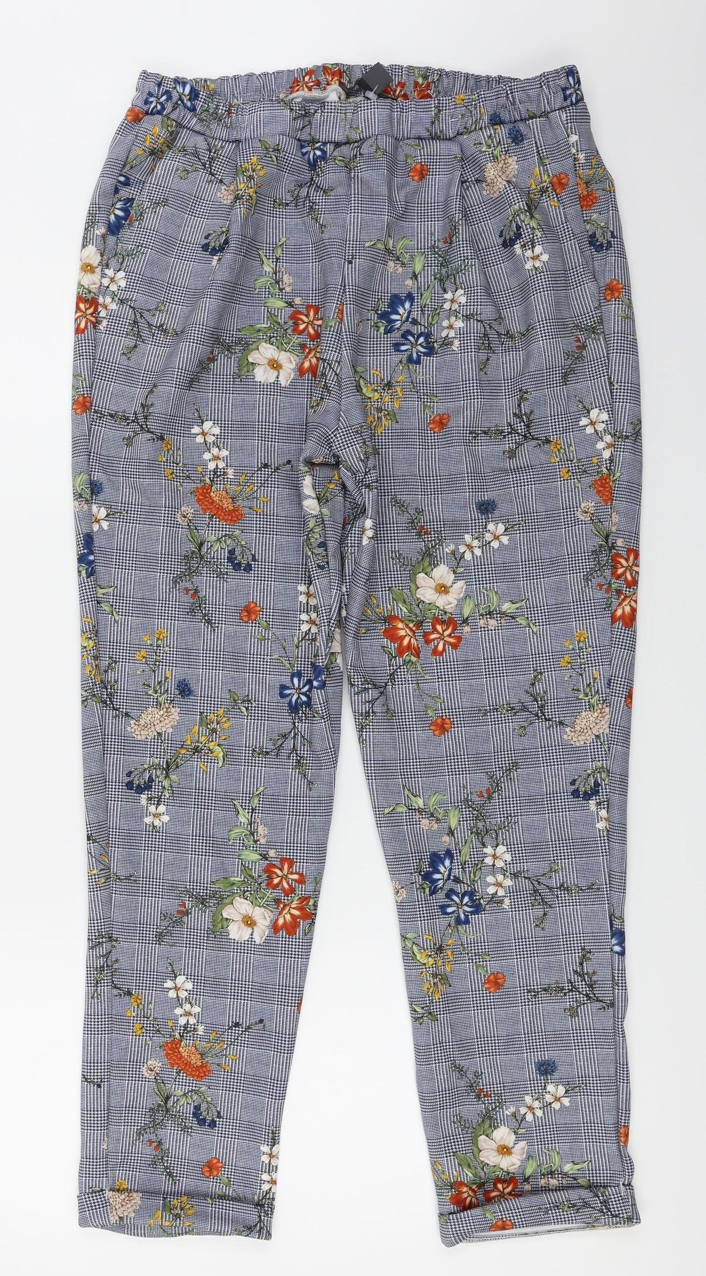 Primark  Womens Blue Floral  Trousers  Size 16 L25 in