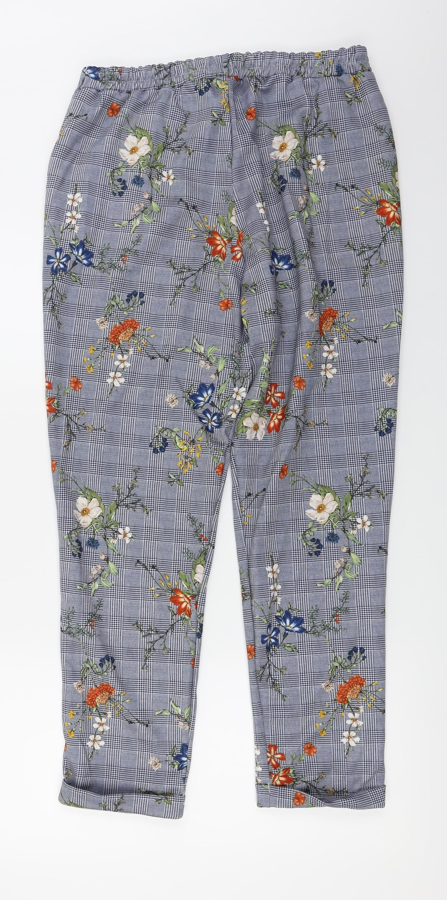 Primark  Womens Blue Floral  Trousers  Size 16 L25 in