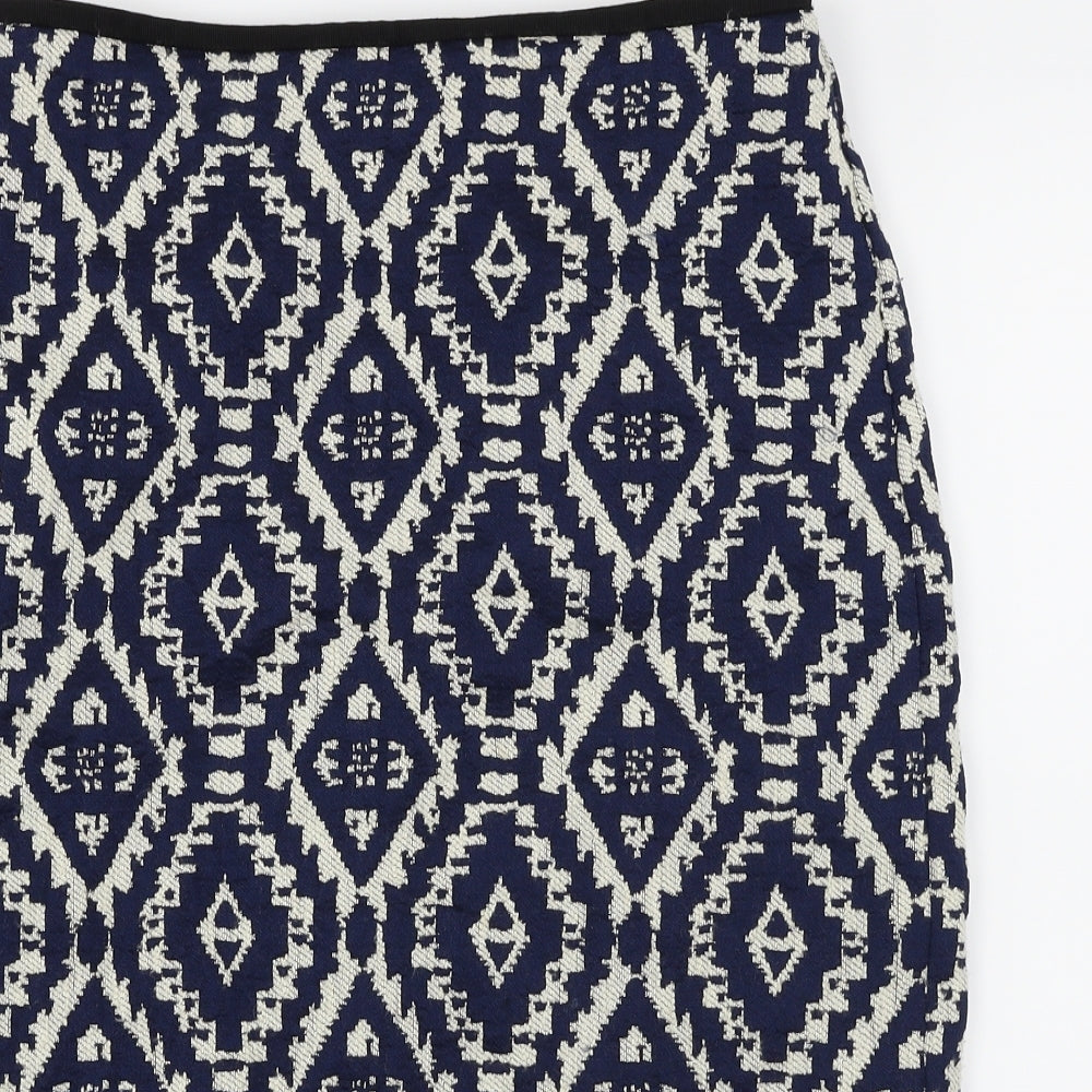 Marks and Spencer  Womens Blue Herringbone  A-Line Skirt Size 14