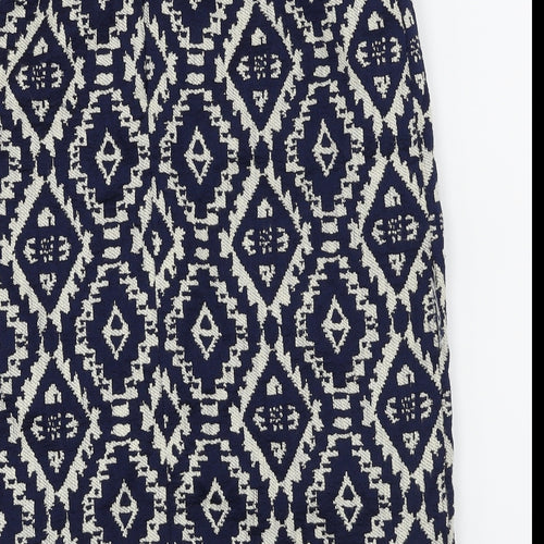 Marks and Spencer  Womens Blue Herringbone  A-Line Skirt Size 14