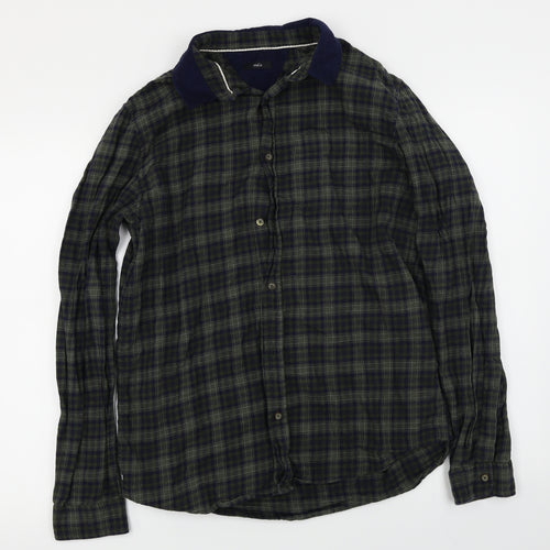 M&Co Mens Green Check   Button-Up Size M