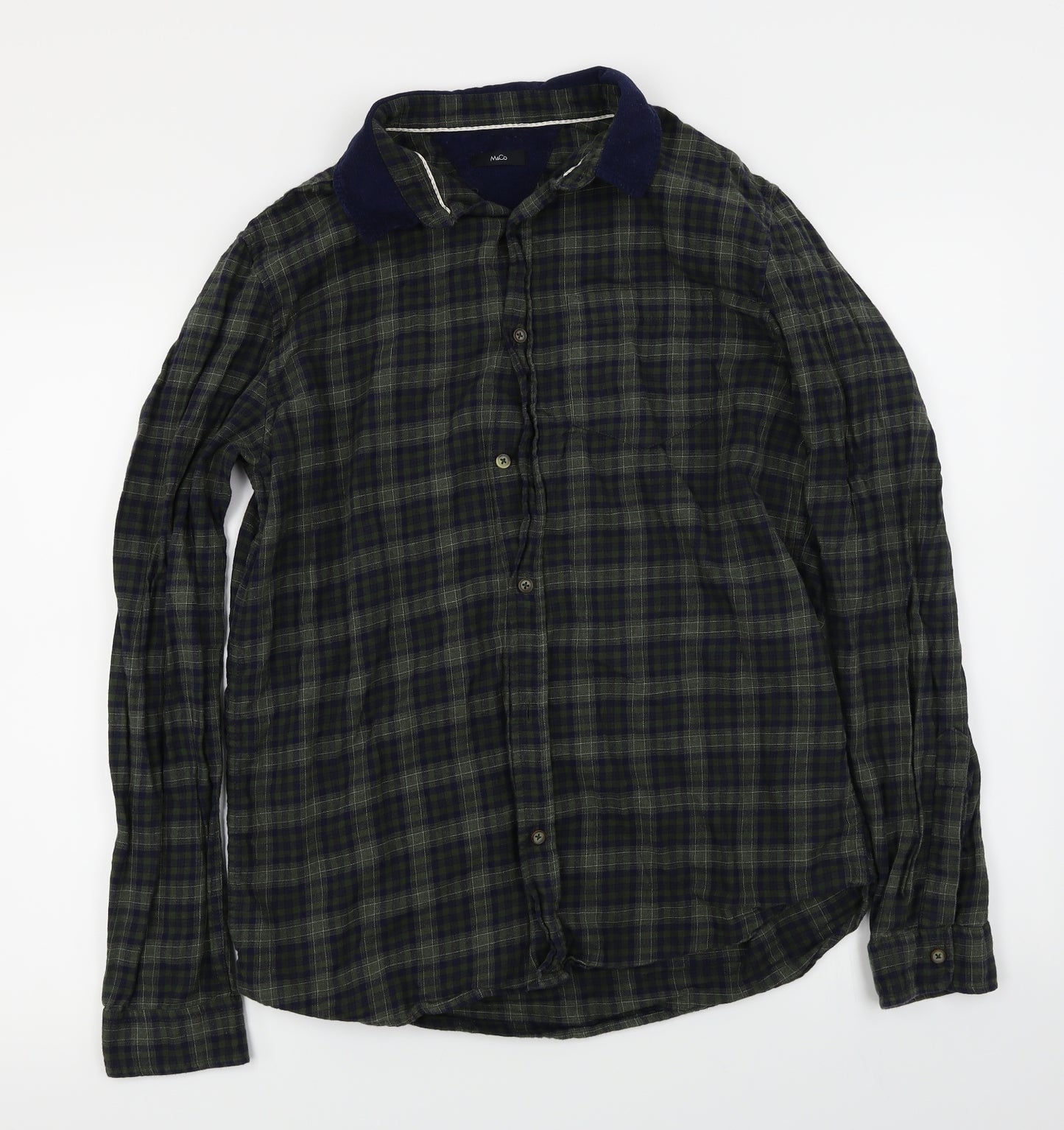 M&Co Mens Green Check   Button-Up Size M