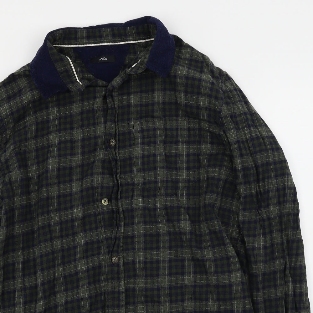 M&Co Mens Green Check   Button-Up Size M