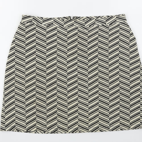 Miss Selfridge  Womens Ivory Herringbone  A-Line Skirt Size 14