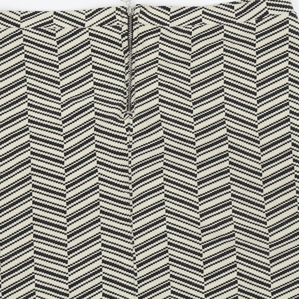 Miss Selfridge  Womens Ivory Herringbone  A-Line Skirt Size 14