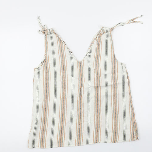 F&F Womens White Striped  Basic T-Shirt Size 12