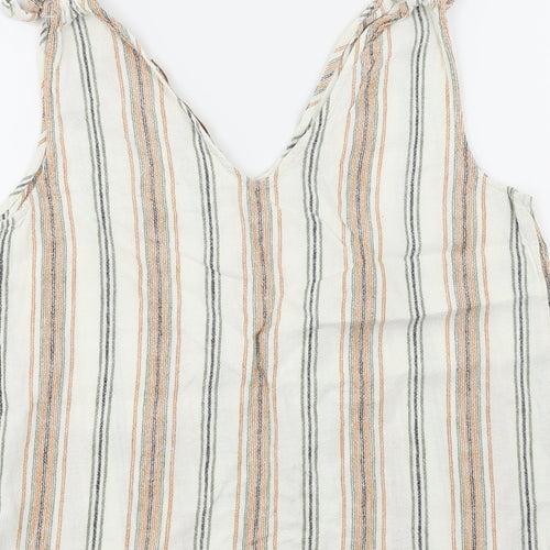 F&F Womens White Striped  Basic T-Shirt Size 12