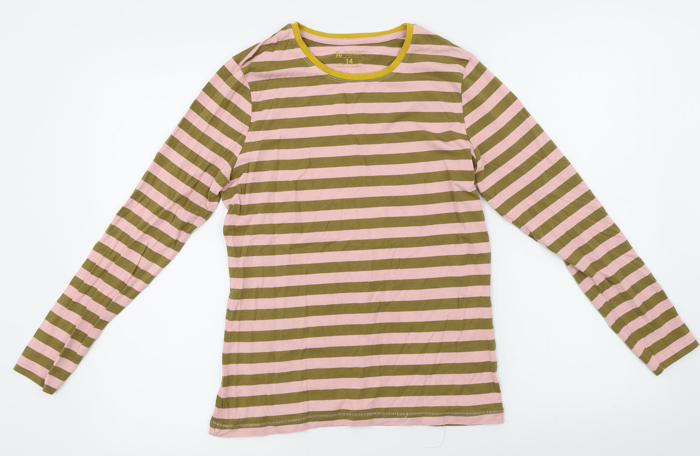 TU Womens Pink Striped  Basic T-Shirt Size 14