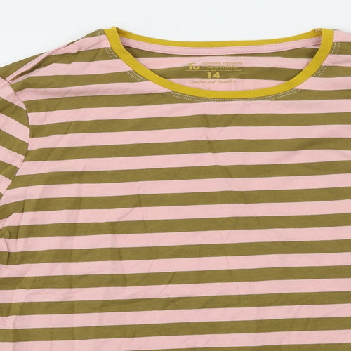 TU Womens Pink Striped  Basic T-Shirt Size 14