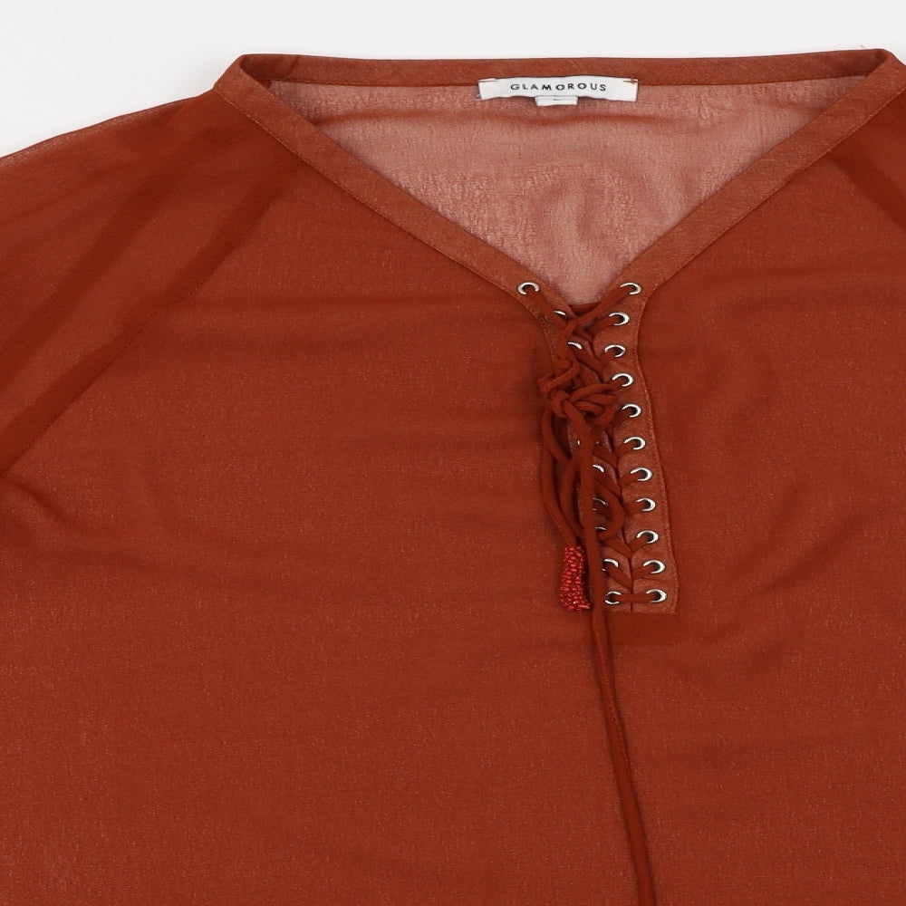 Glamorous  Womens Brown   Basic Blouse Size L