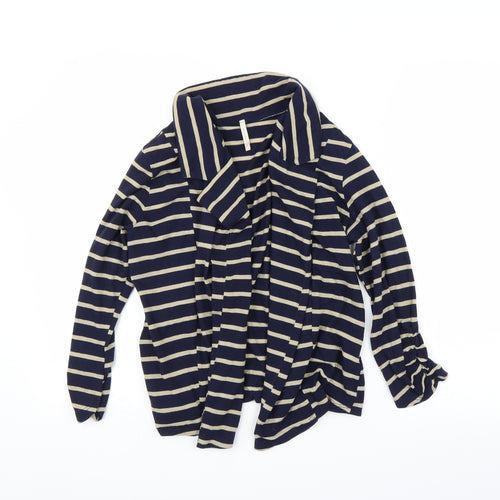 Olivia Moon Womens Blue Striped  Cardigan Jumper Size L
