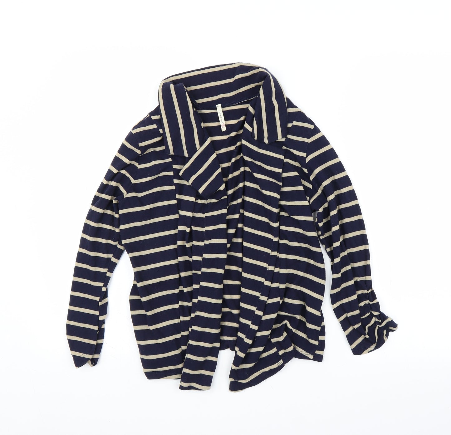 Olivia Moon Womens Blue Striped  Cardigan Jumper Size L
