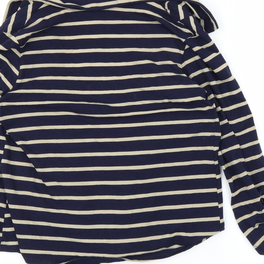 Olivia Moon Womens Blue Striped  Cardigan Jumper Size L