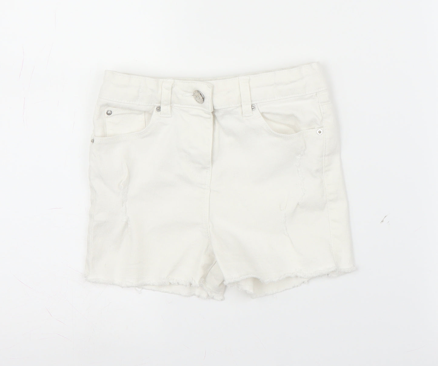 I love Girlswear Girls White  Denim Mom Shorts Size 7 Years