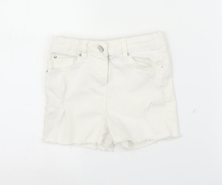 I love Girlswear Girls White  Denim Mom Shorts Size 7 Years