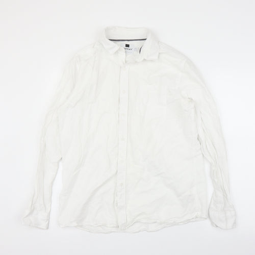 Topman Mens White    Button-Up Size L