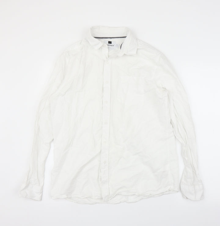 Topman Mens White Button-Up Size L