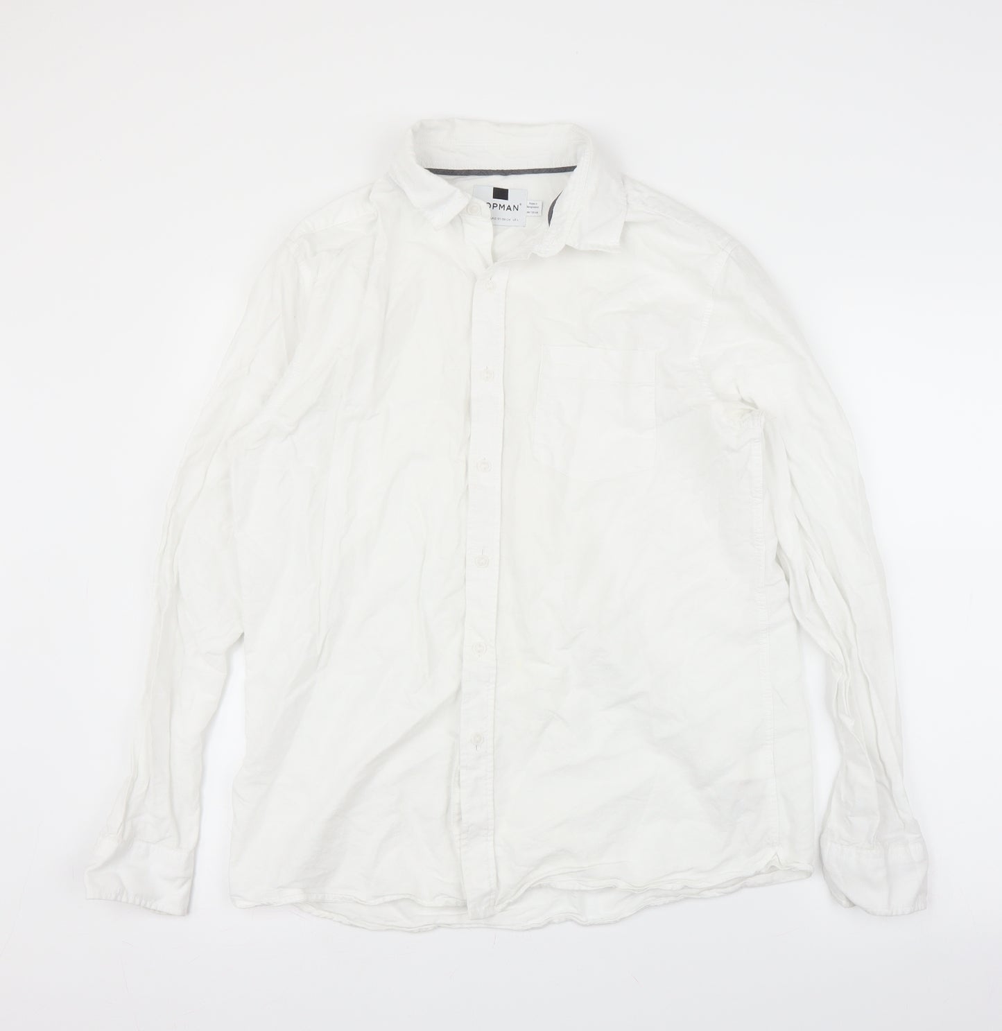 Topman Mens White    Button-Up Size L