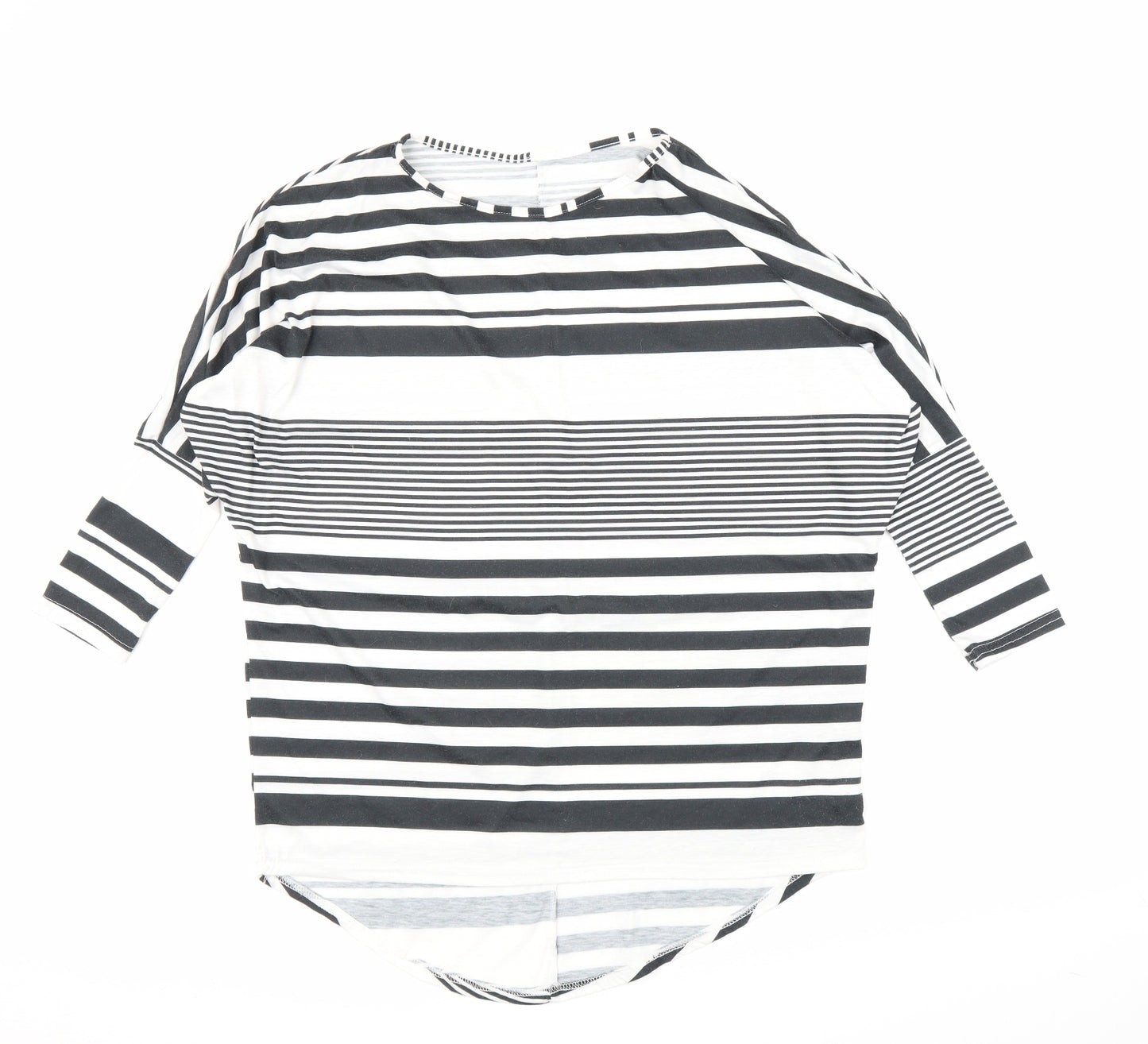 Preworn Womens Black Striped  Tunic Blouse Size M