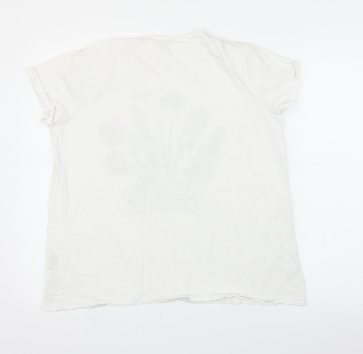Rapanui Womens White Floral  Basic T-Shirt Size 16  - Bees