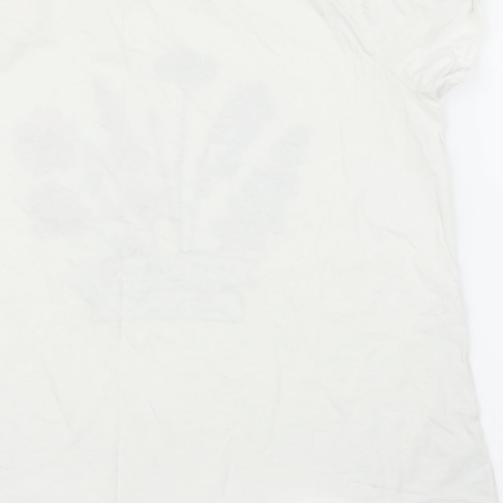 Rapanui Womens White Floral  Basic T-Shirt Size 16  - Bees