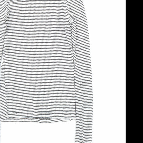 Topshop Womens White Striped  Basic T-Shirt Size 6