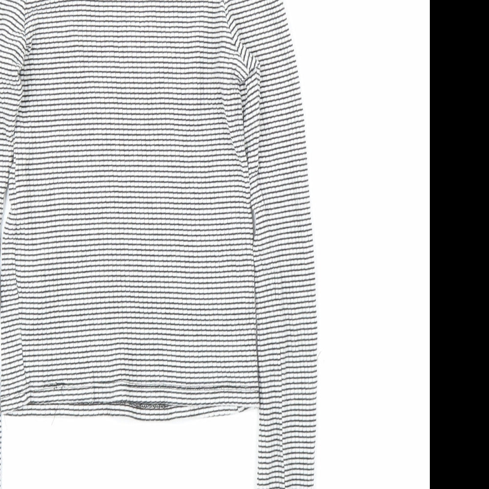 Topshop Womens White Striped  Basic T-Shirt Size 6