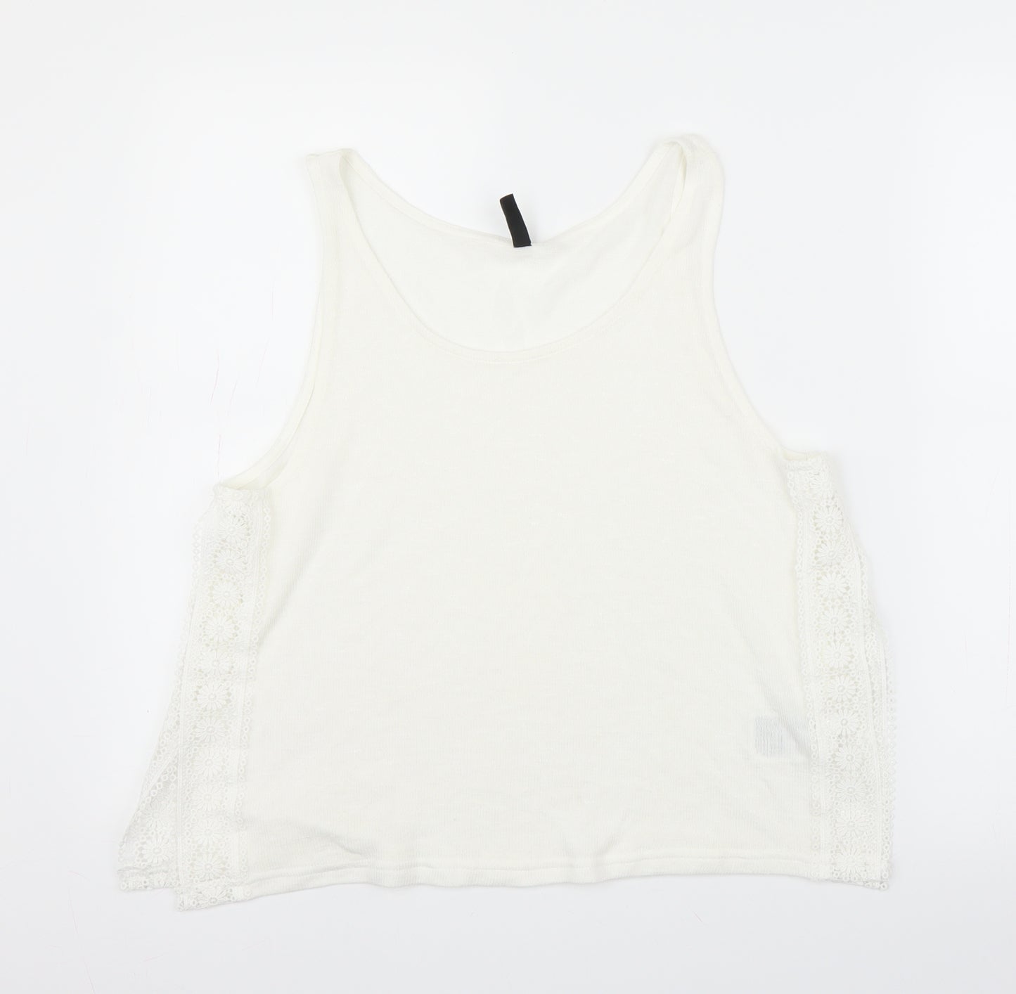 H&M Womens White Floral  Basic Tank Size M  - Split sides