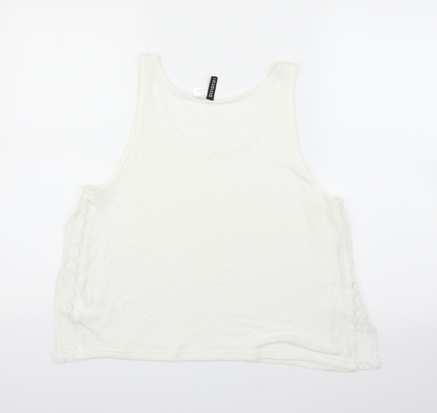 H&M Womens White Floral  Basic Tank Size M  - Split sides