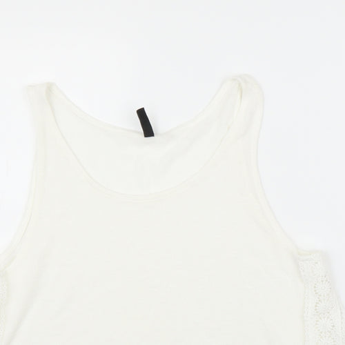 H&M Womens White Floral  Basic Tank Size M  - Split sides