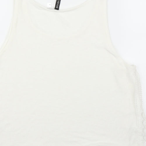 H&M Womens White Floral  Basic Tank Size M  - Split sides
