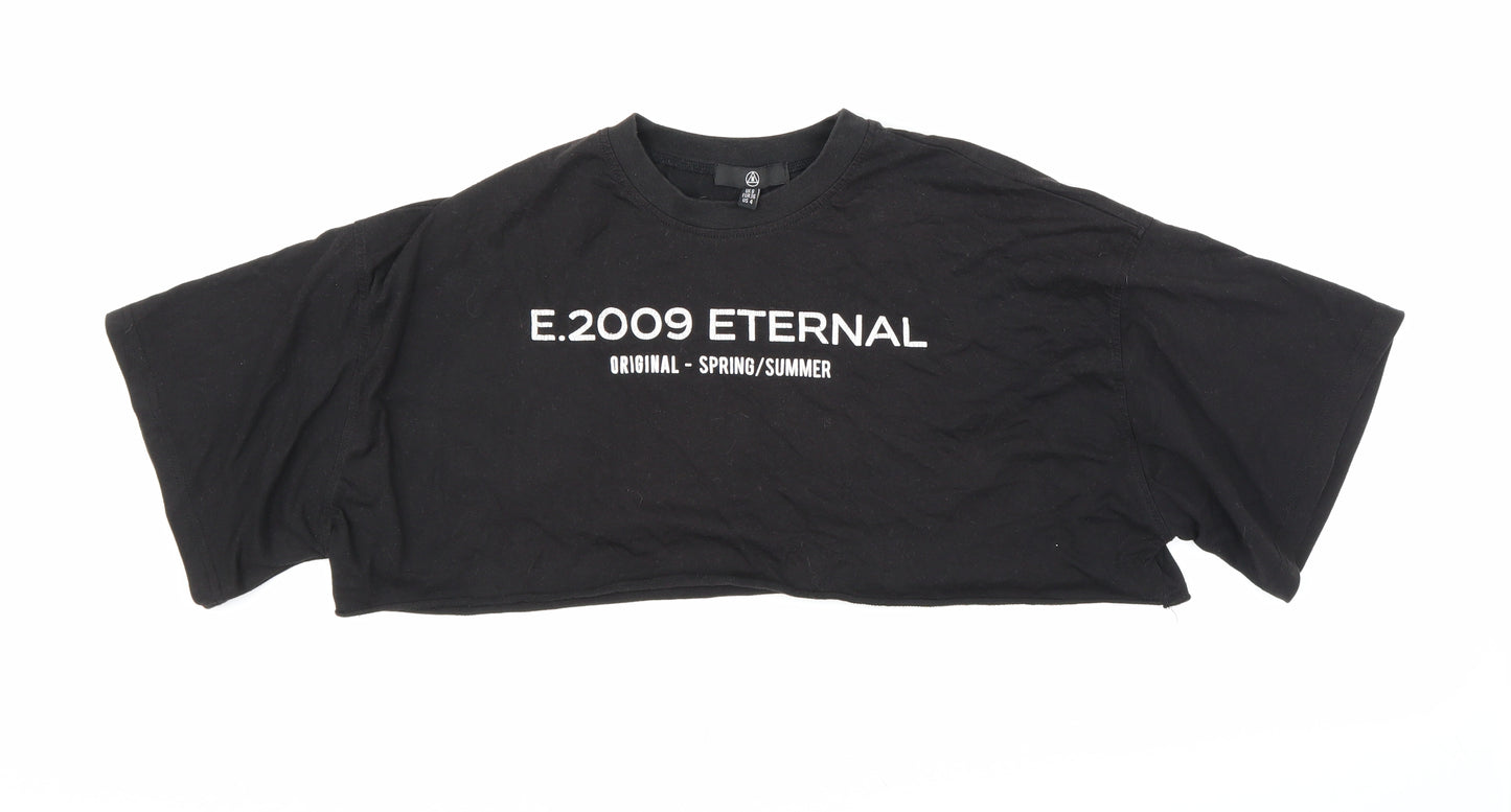 M Womens Black   Cropped T-Shirt Size 8