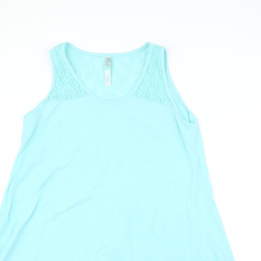 Preworn Womens Blue Floral  Tunic Tank Size 14
