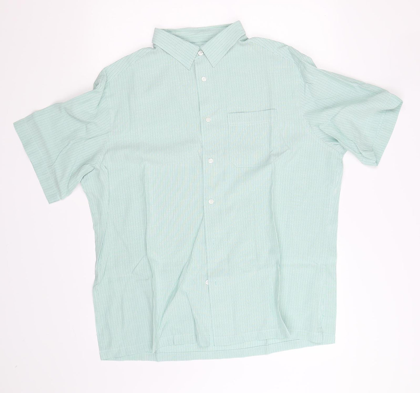 M&S Collection Mens Green Striped   Button-Up Size XL