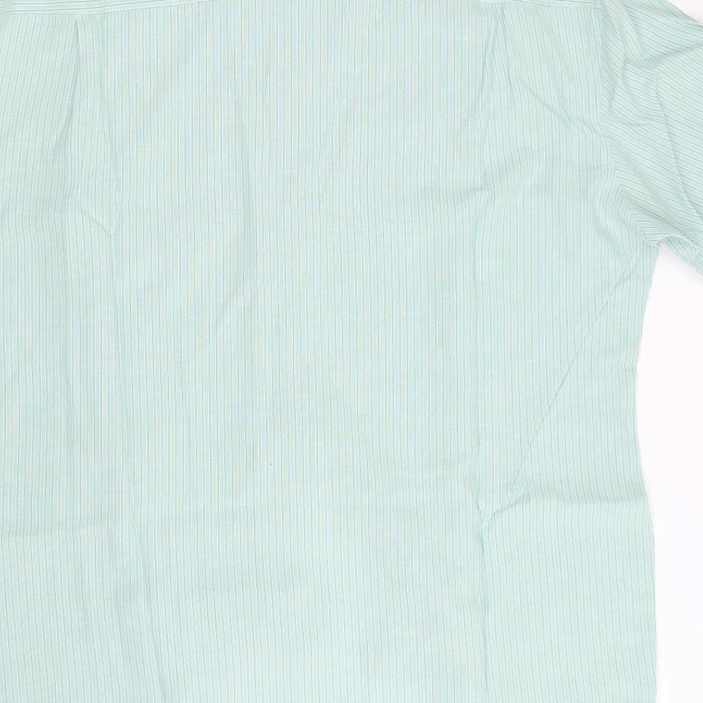 M&S Collection Mens Green Striped   Button-Up Size XL