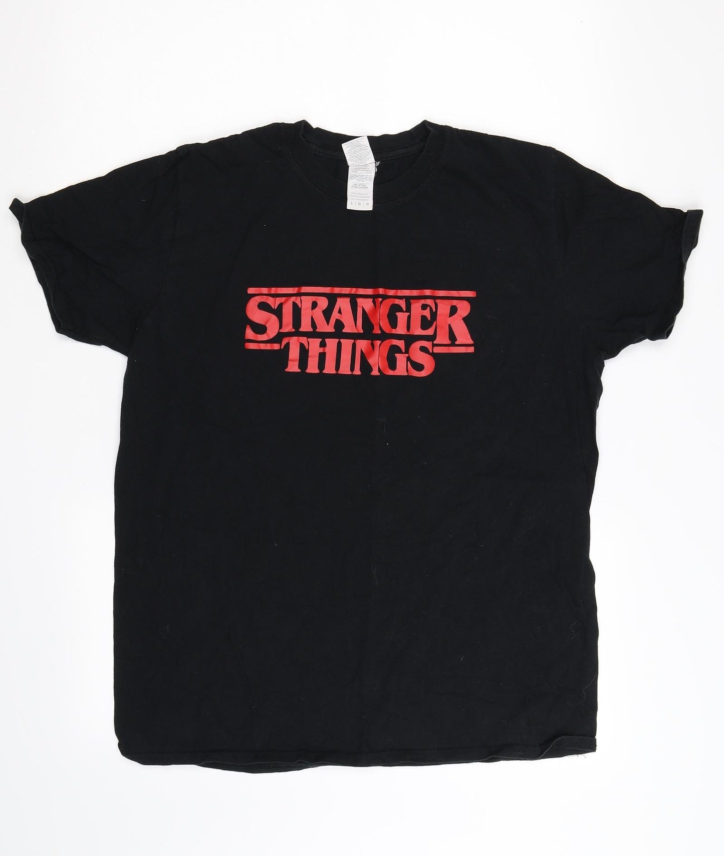 Gildan Mens Black    T-Shirt Size L  - Stranger Things