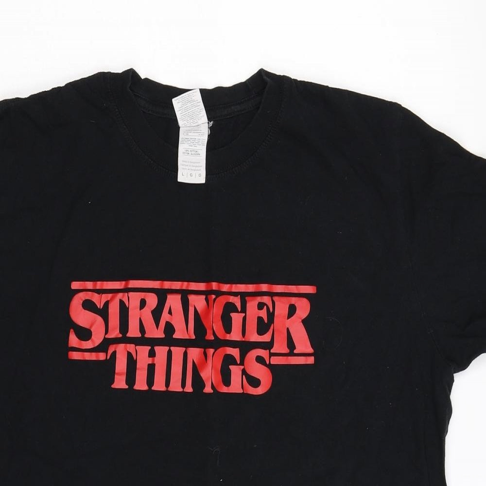 Gildan Mens Black    T-Shirt Size L  - Stranger Things