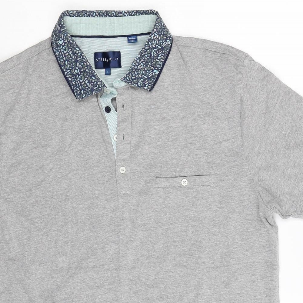 Steel & Jelly Mens Grey    Polo Size L