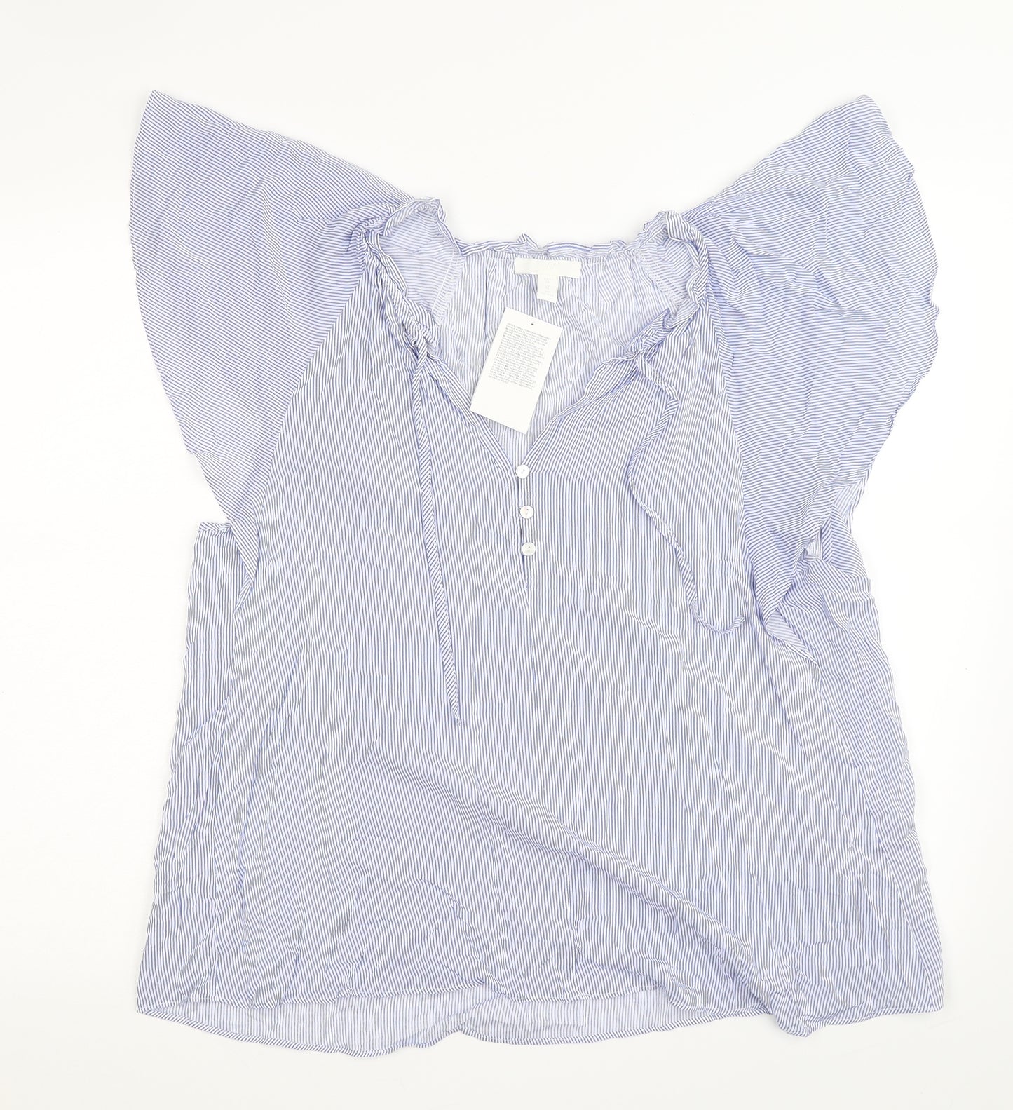 H&M Womens Blue Striped   Blouse Size 10